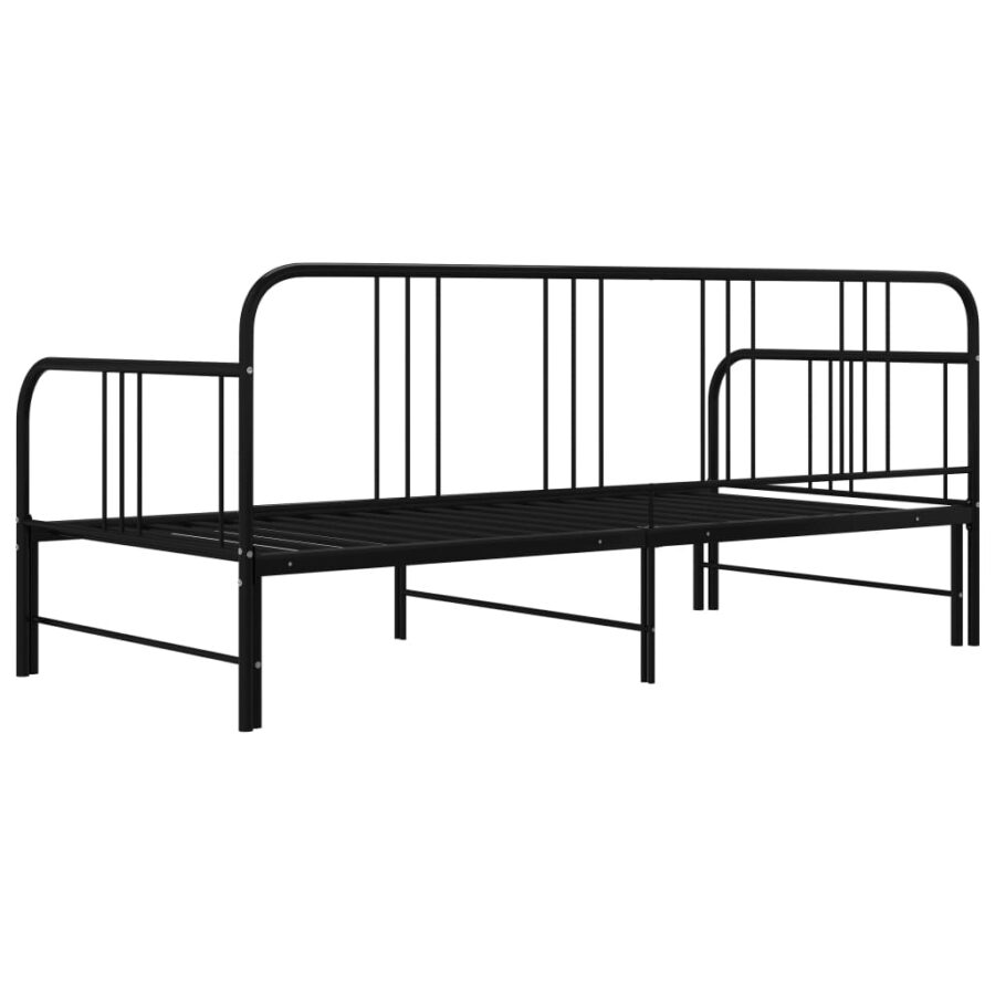 Slaapbankframe uittrekbaar metaal zwart 90x200 cm - Afbeelding 5