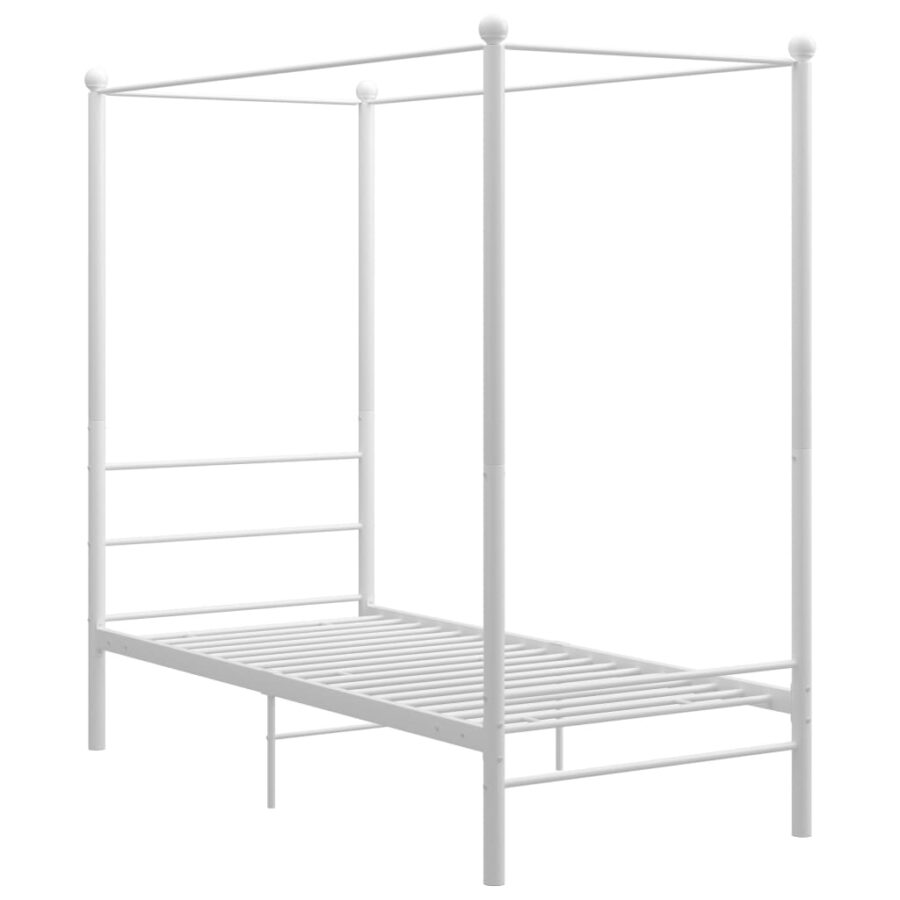 Hemelbedframe metaal wit 90x200 cm - Afbeelding 2