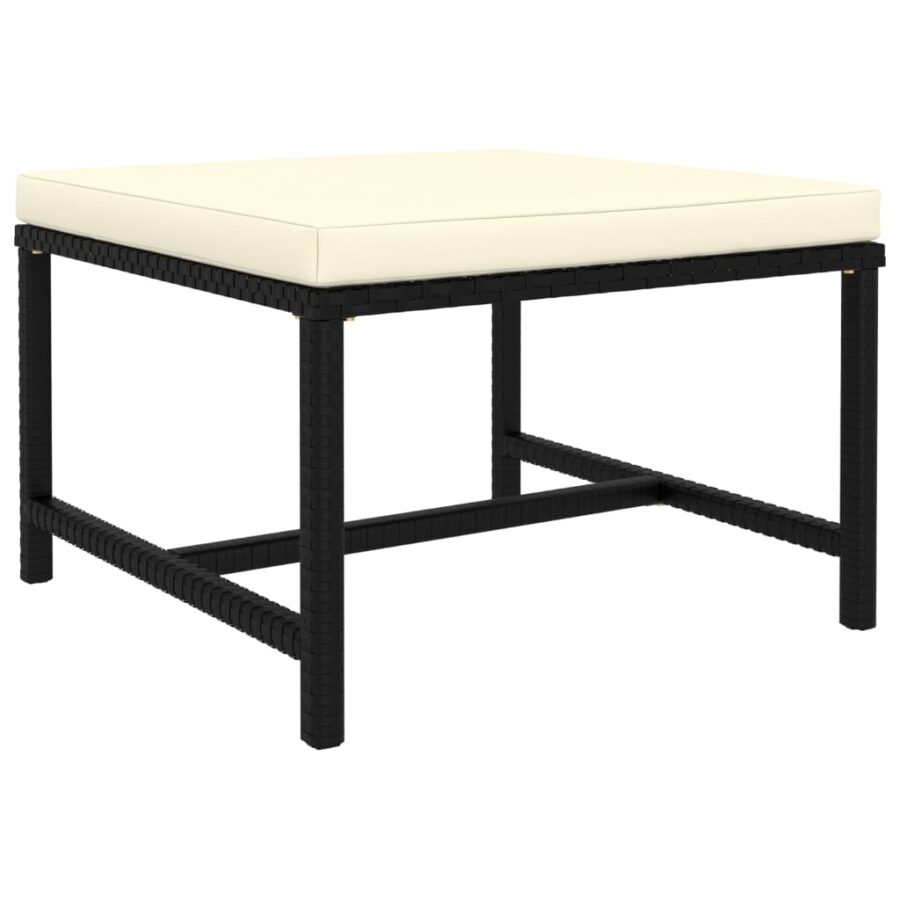 4-delige Loungeset met kussens poly rattan zwart - Afbeelding 4