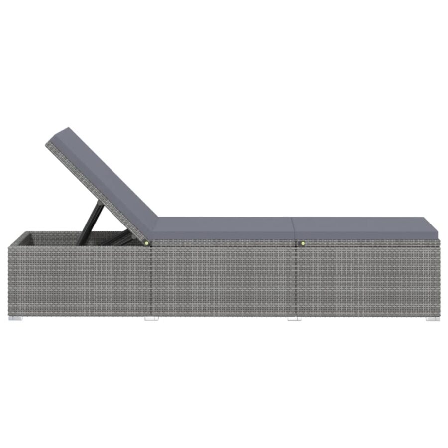 3-delige Ligbeddenset met theetafel poly rattan grijs - Afbeelding 6