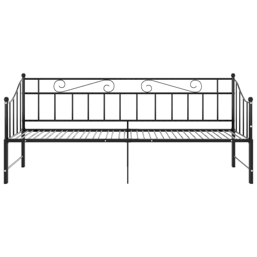 Slaapbankframe uittrekbaar metaal zwart 90x200 cm - Afbeelding 7