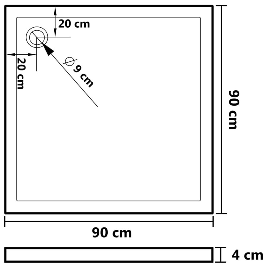 Douchebak vierkant 90x90 cm ABS - Afbeelding 7