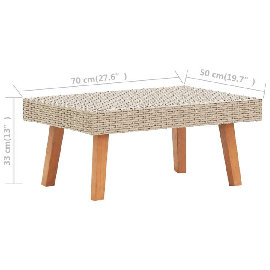 4-delige Loungeset met kussens poly rattan beige - Afbeelding 10