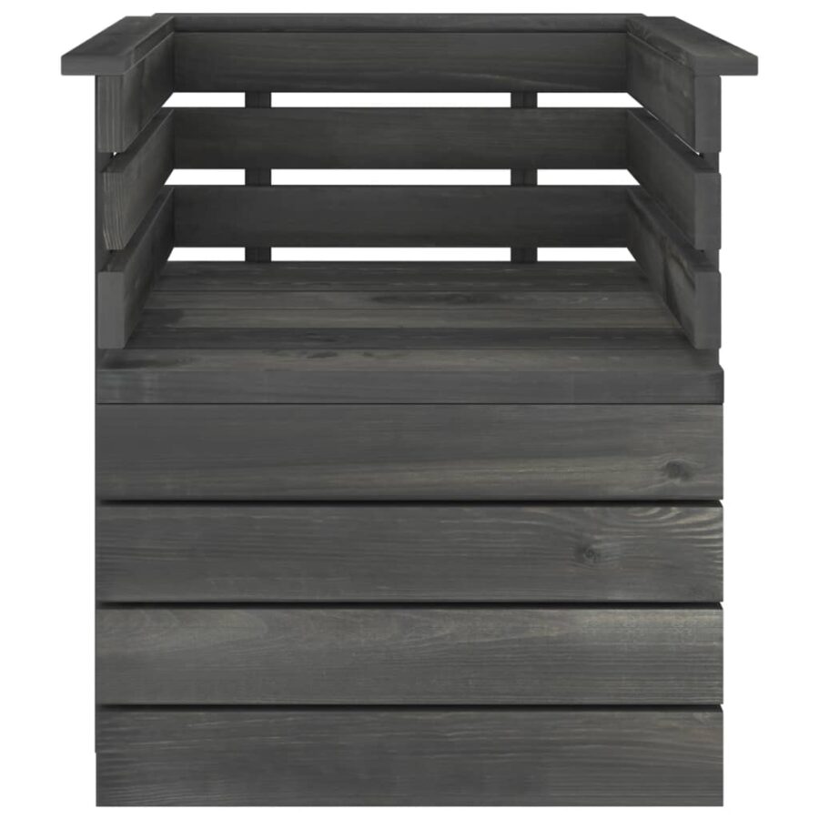 Tuinfauteuil pallet massief grenenhout donkergrijs - Afbeelding 2