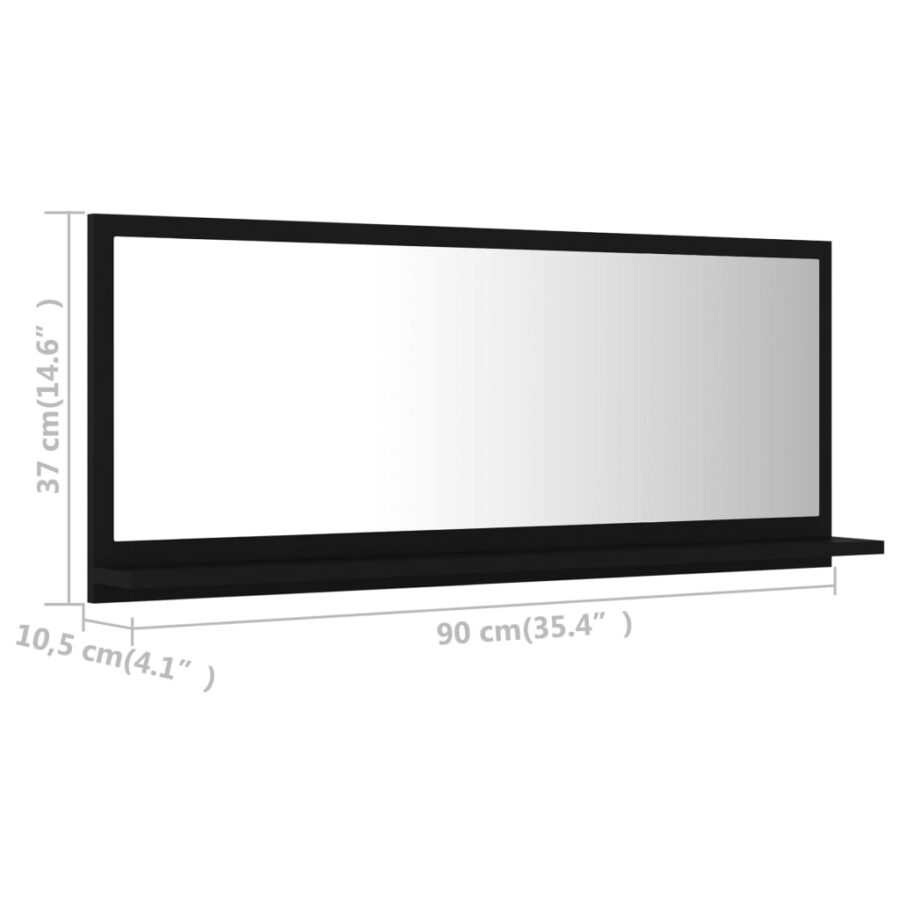 Badkamerspiegel 90x10,5x37 cm spaanplaat zwart - Afbeelding 7