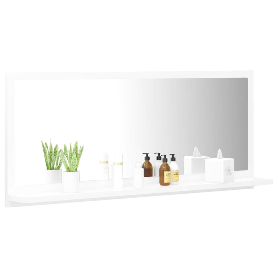 Badkamerspiegel 90x10,5x37 cm bewerkt hout hoogglans wit - Afbeelding 3