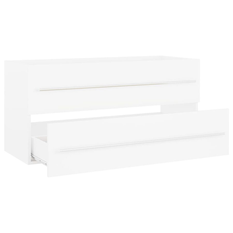 804719  Wastafelkast 100x38,5x48 cm bewerkt hout wit - Afbeelding 3