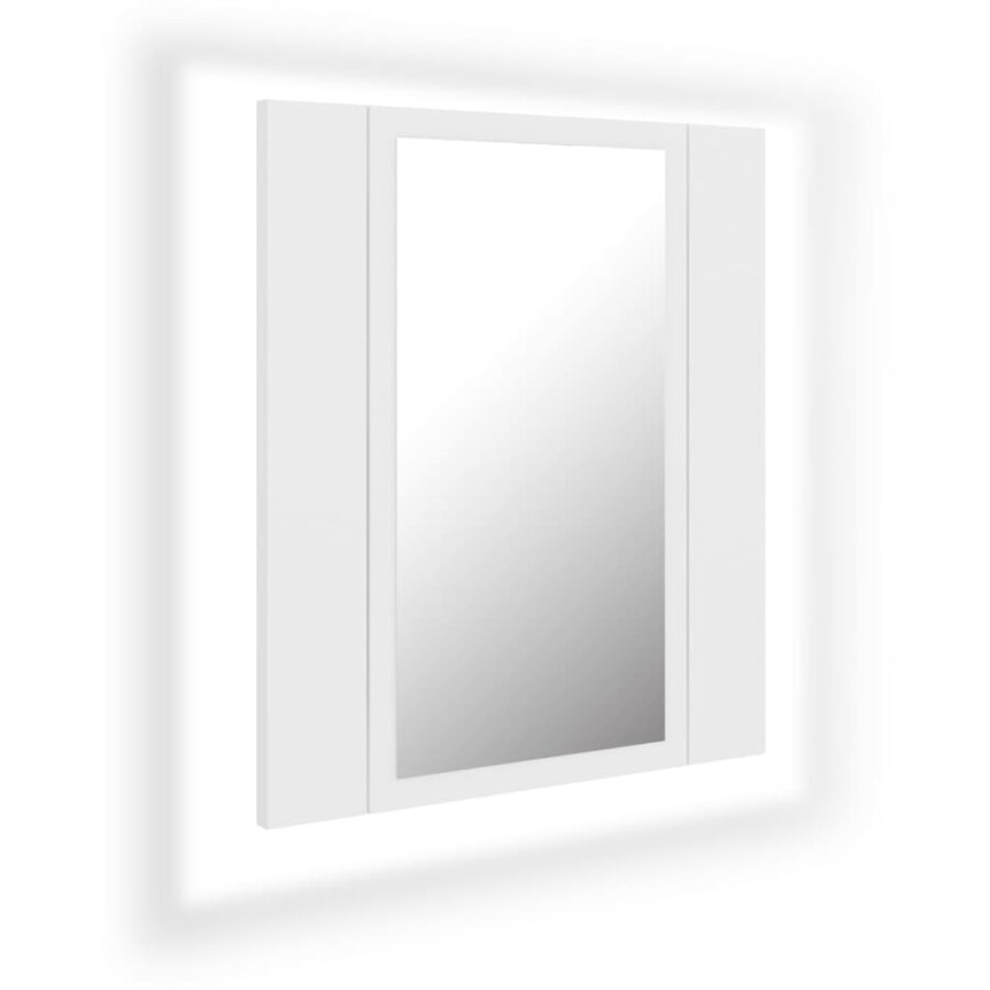 Badkamerkast met spiegel en LED 40x12x45 cm acryl wit - Afbeelding 2