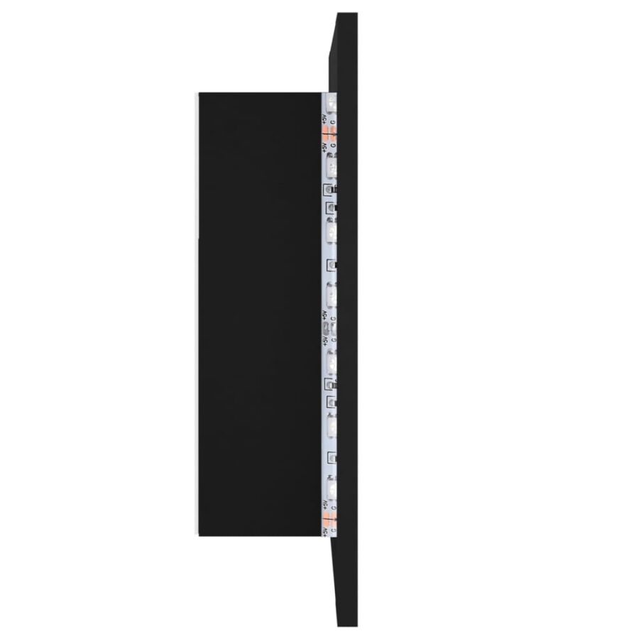 Badkamerkast met spiegel en LED 40x12x45 cm acryl zwart - Afbeelding 10