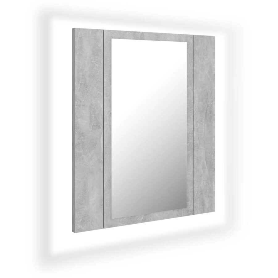 Badkamerkast met spiegel en LED 40x12x45 cm acryl betongrijs - Afbeelding 2