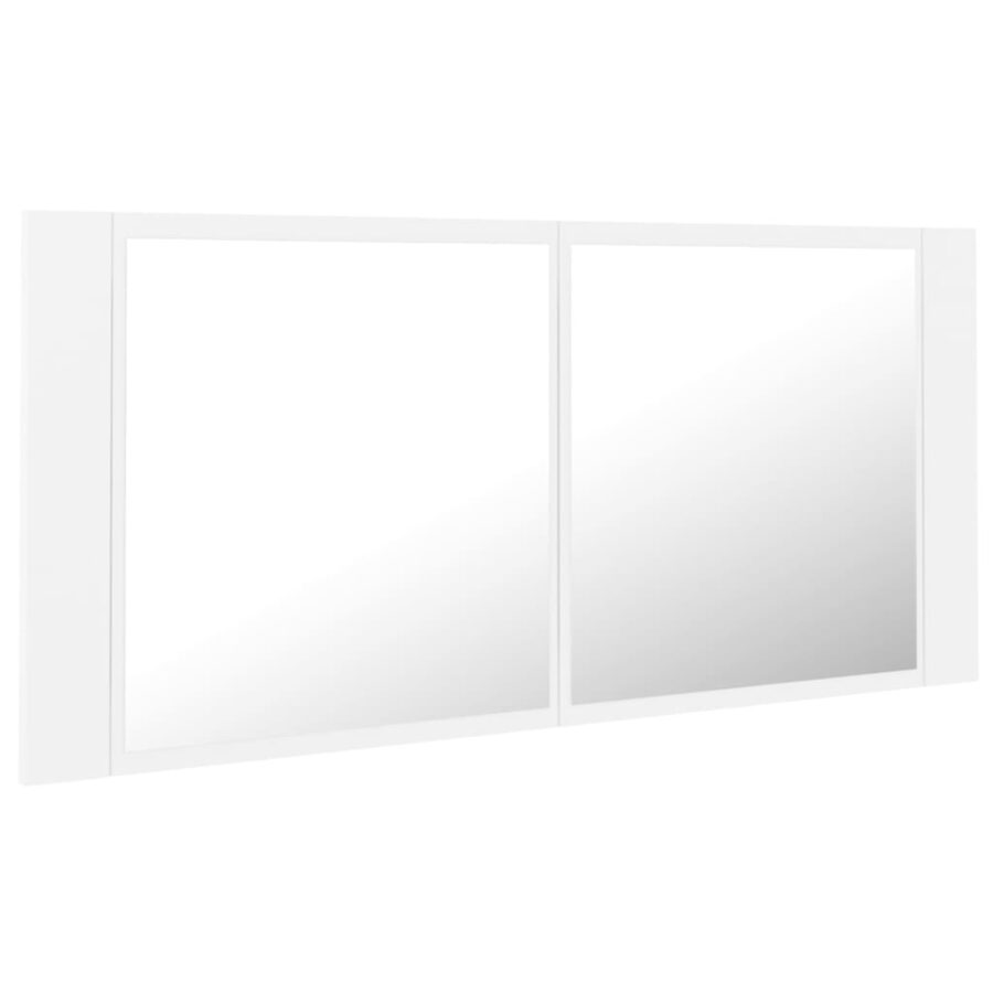 Badkamerkast met spiegel en LED 100x12x45 cm acryl wit - Afbeelding 3