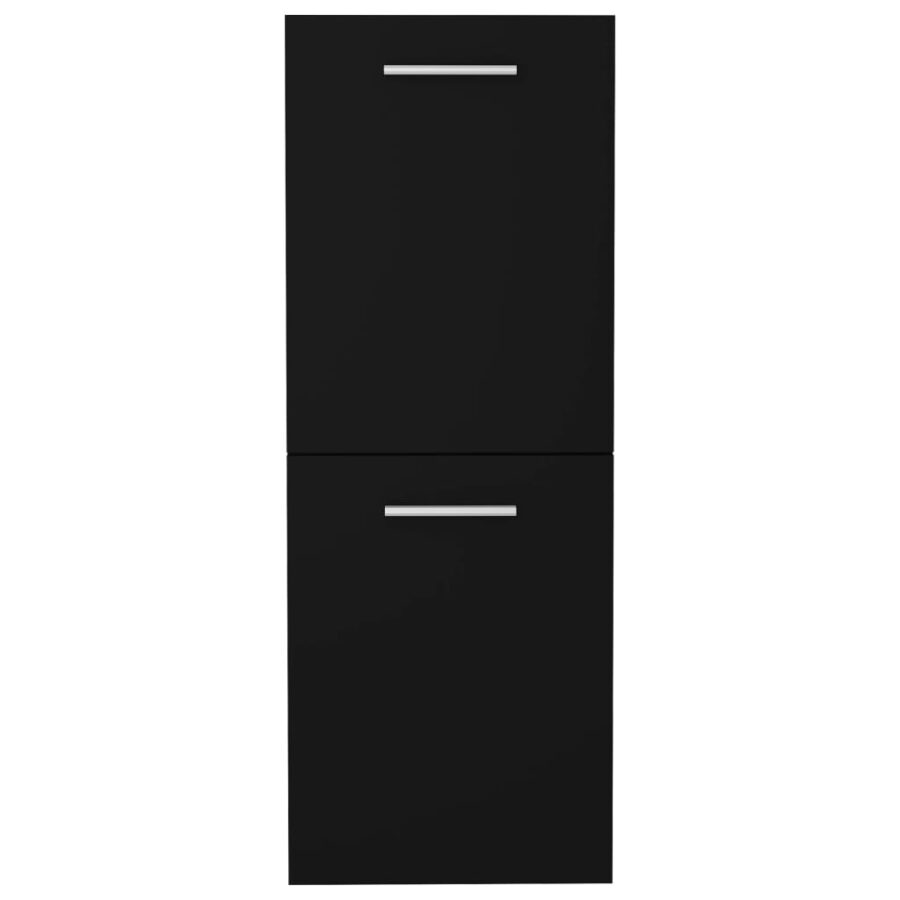 Badkamerkast 30x30x80 cm bewerkt hout zwart - Afbeelding 3