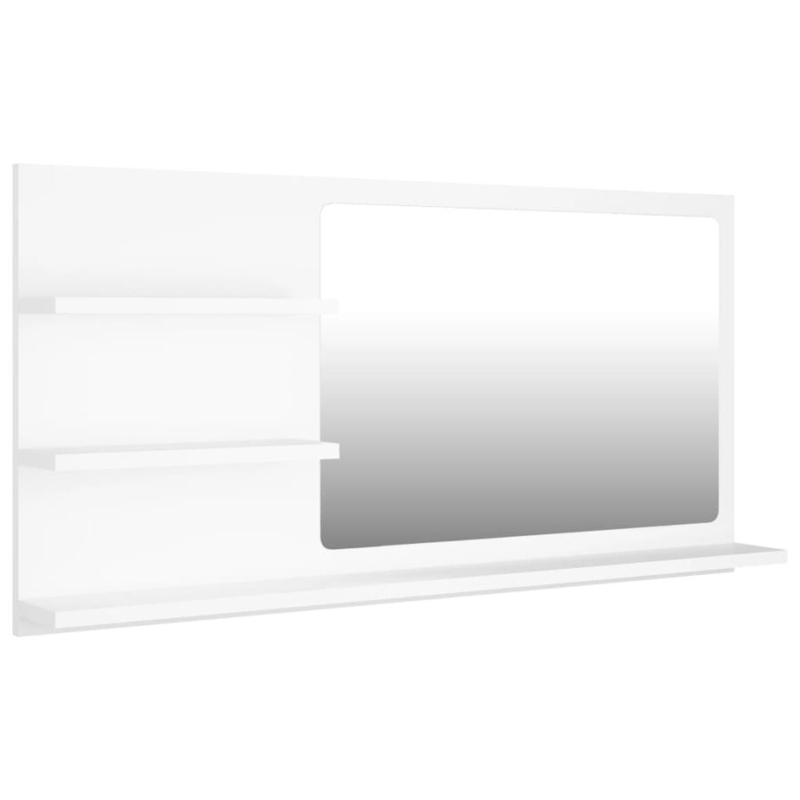 Badkamerspiegel 90x10,5x45 cm bewerkt hout wit - Afbeelding 2