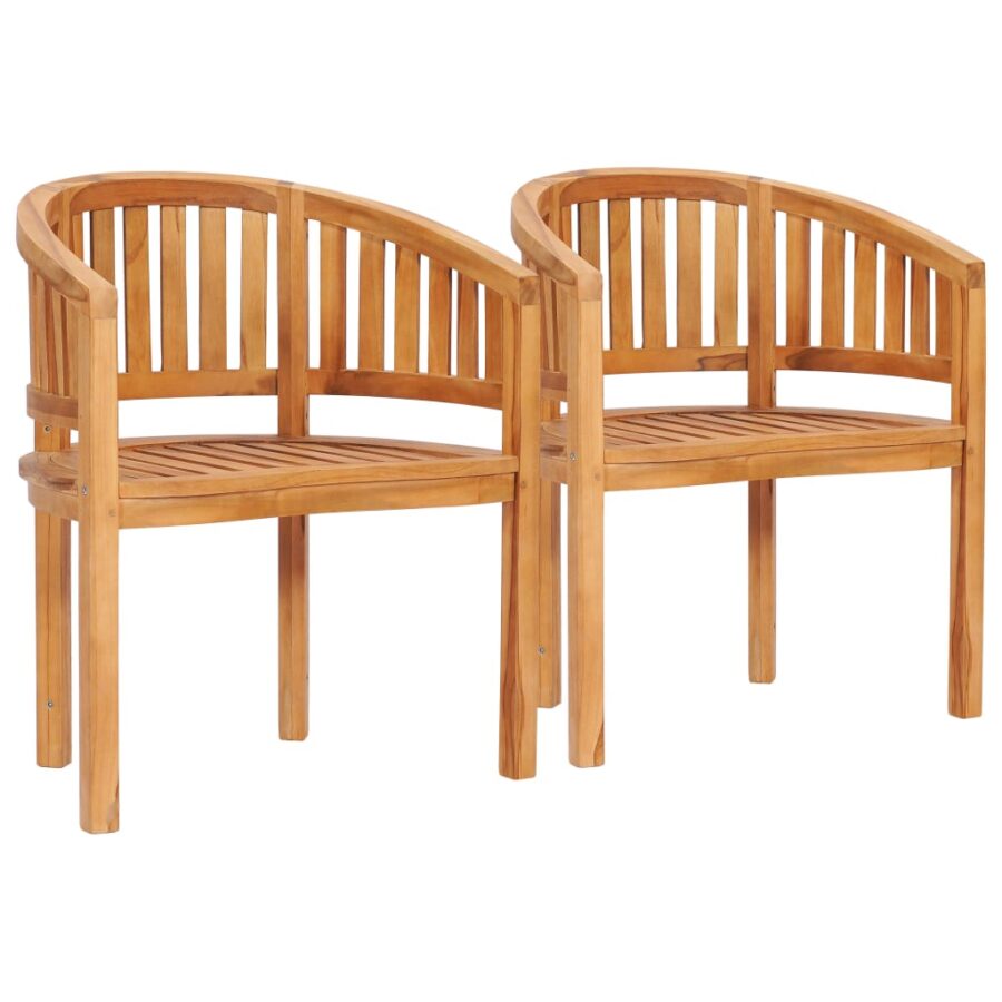 4-delige Loungeset banaanvormig massief teakhout - Afbeelding 4
