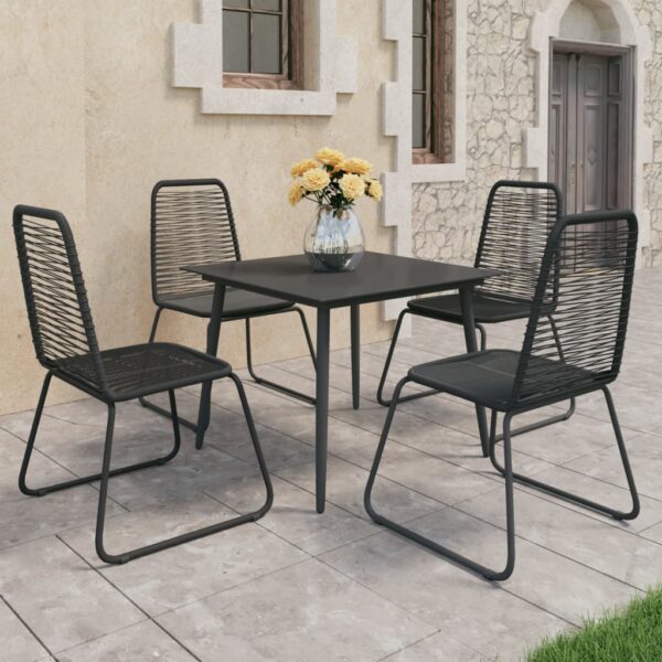 5-delige Tuinset PVC-rattan zwart