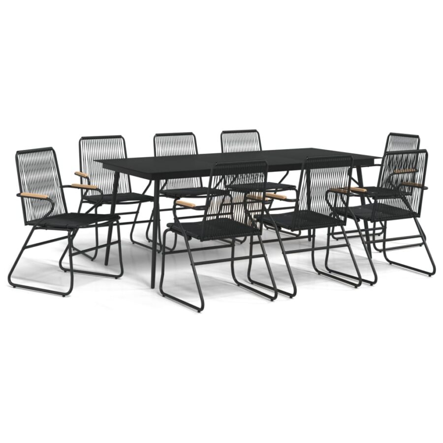 9-delige Tuinset PVC-rattan zwart - Afbeelding 2