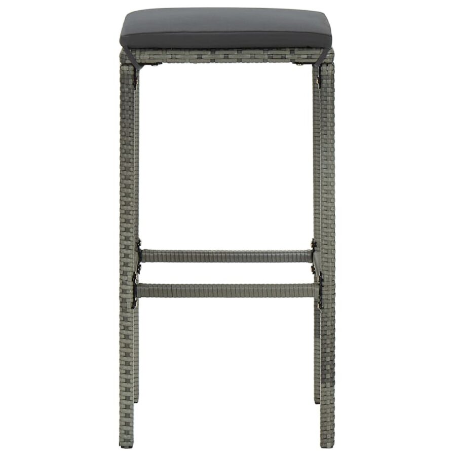 5-delige Tuinbarset met kussens poly rattan grijs - Afbeelding 6