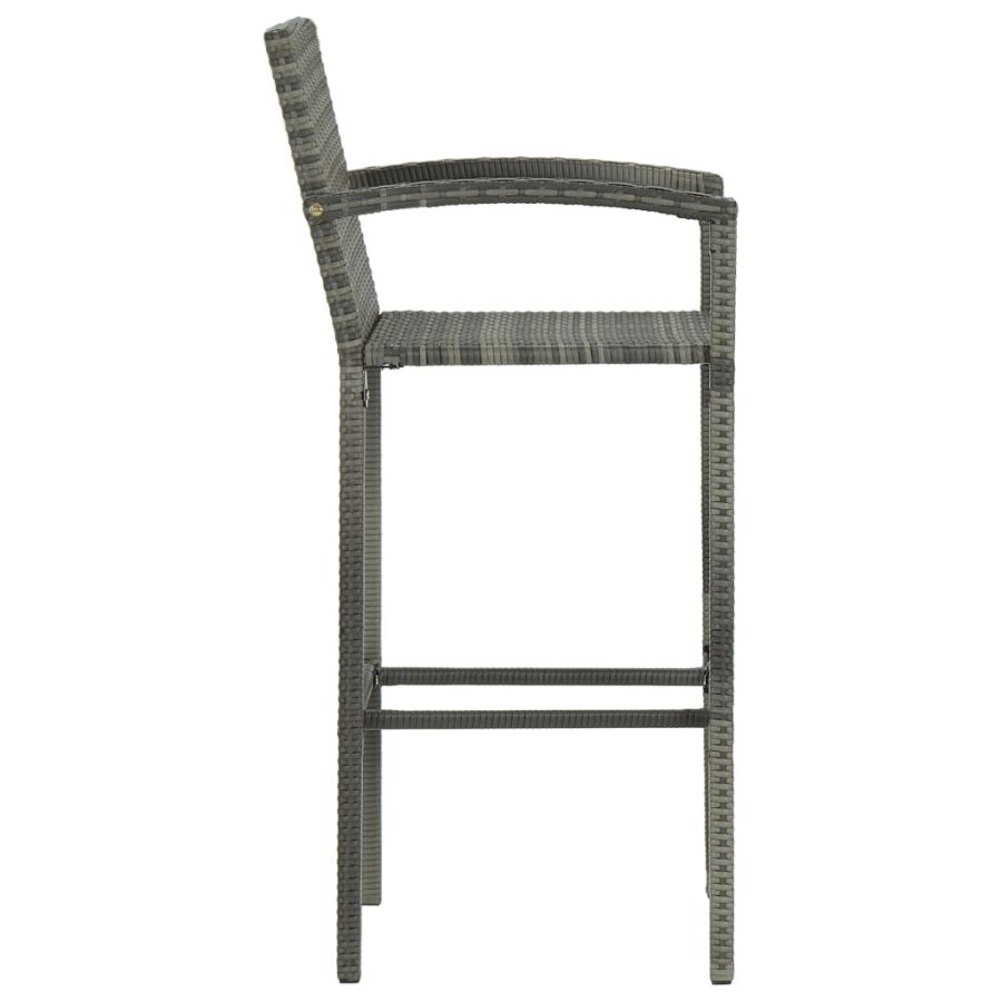 5-delige Tuinbarset met armleuningen poly rattan grijs - Afbeelding 6