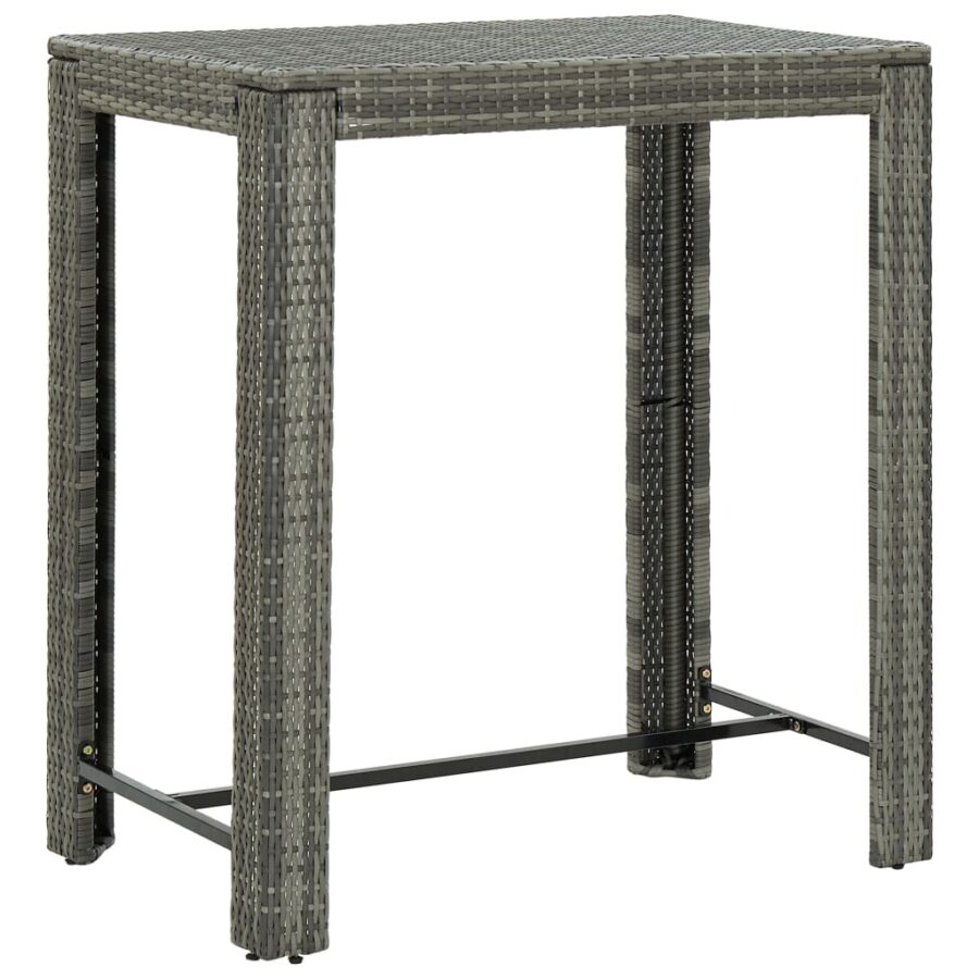 5-delige Tuinbarset met armleuningen poly rattan grijs - Afbeelding 9