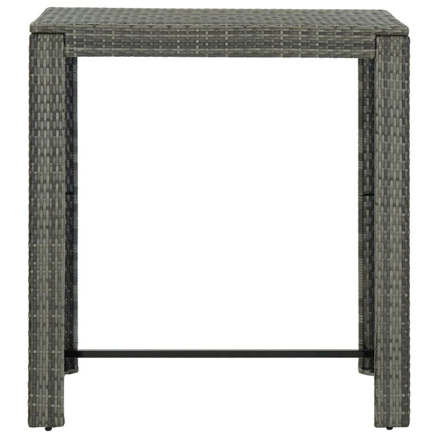 5-delige Tuinbarset met armleuningen poly rattan grijs - Afbeelding 10