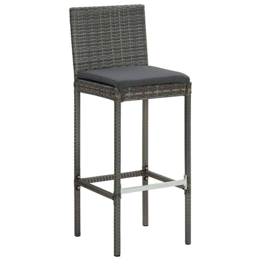 5-delige Tuinbarset met kussens poly rattan grijs - Afbeelding 9