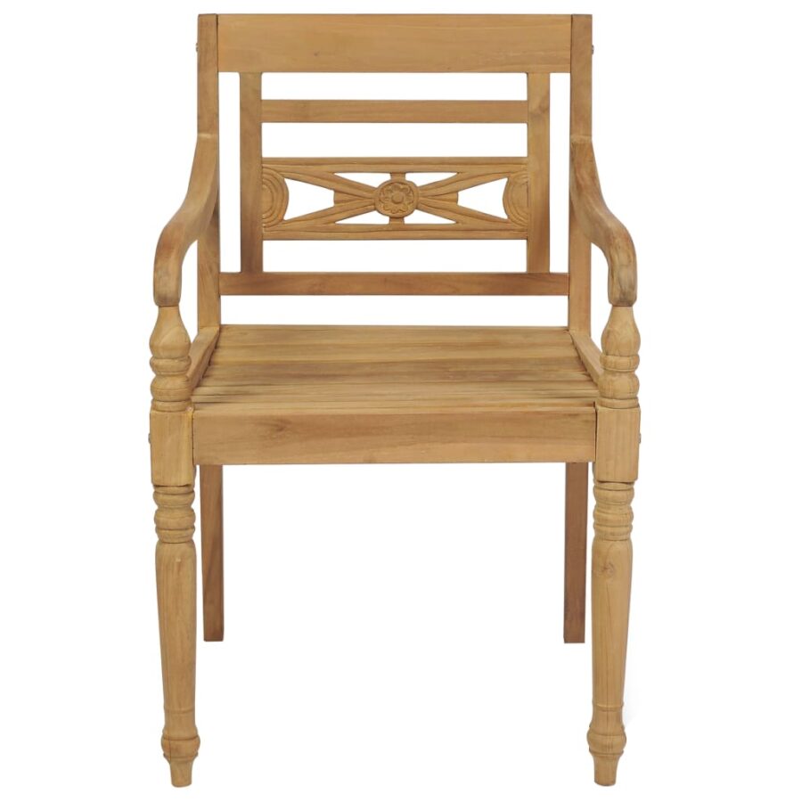 Stoelen Batavia 2 st met koningsblauwe kussens massief teakhout - Afbeelding 4