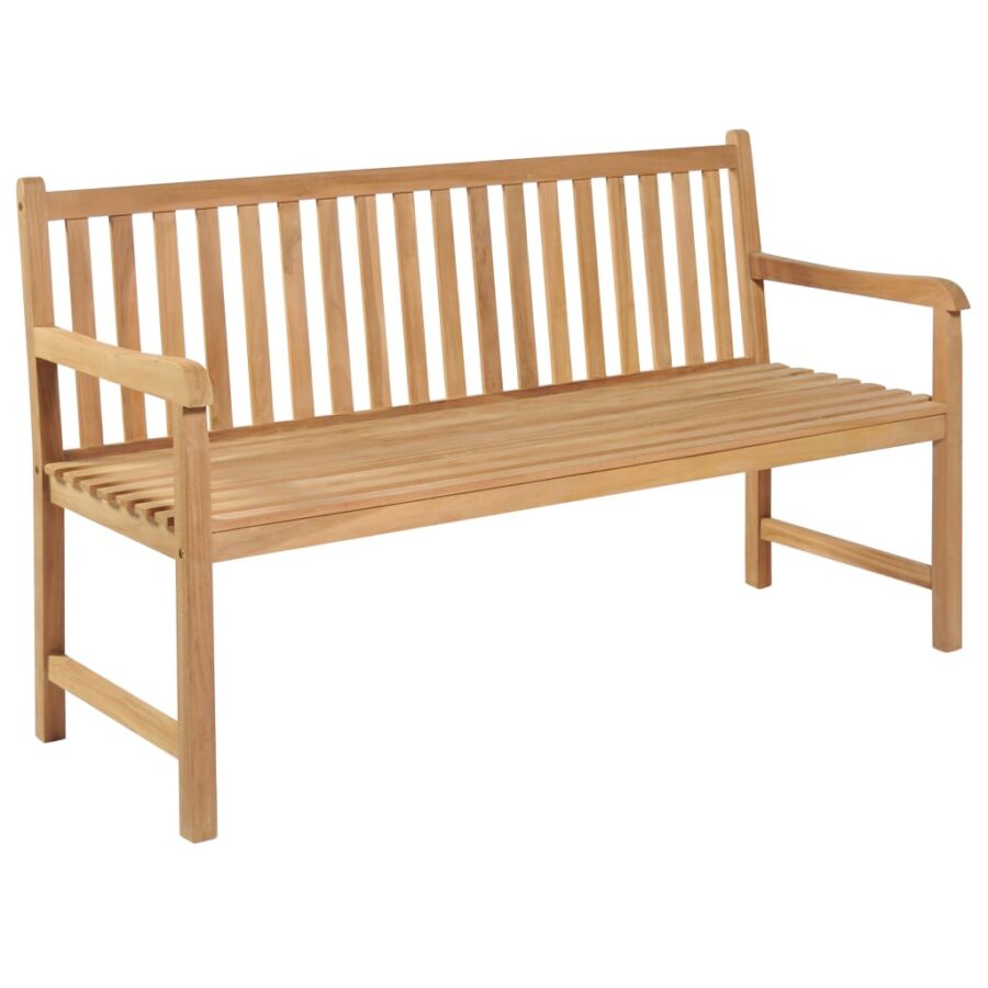 Tuinbank met rood kussen 150 cm massief teakhout - Afbeelding 2