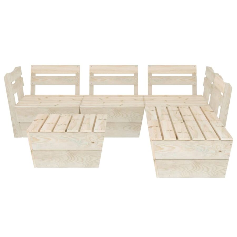 6-delige Loungeset pallet geïmpregneerd vurenhout - Afbeelding 3