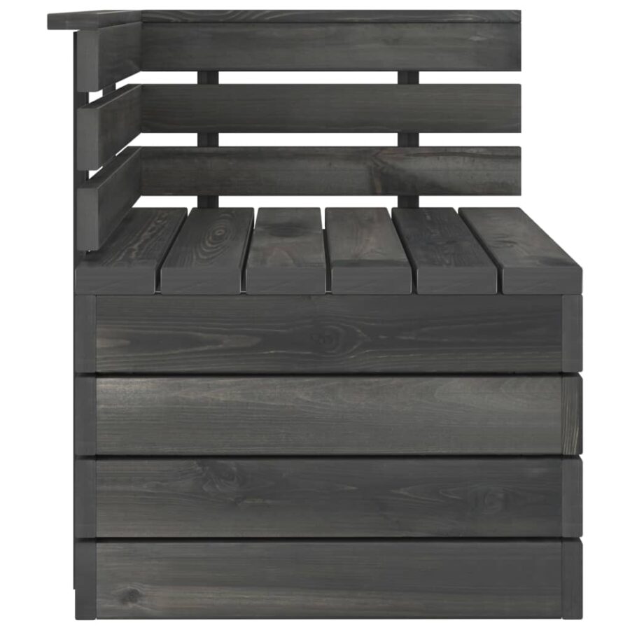 6-delige Loungeset pallet massief grenenhout donkergrijs - Afbeelding 7