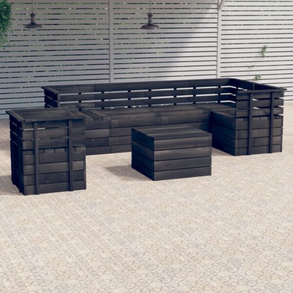 7-delige Loungeset pallet massief grenenhout donkergrijs