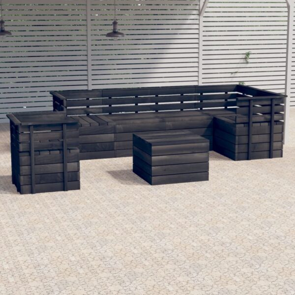 7-delige Loungeset pallet massief grenenhout donkergrijs