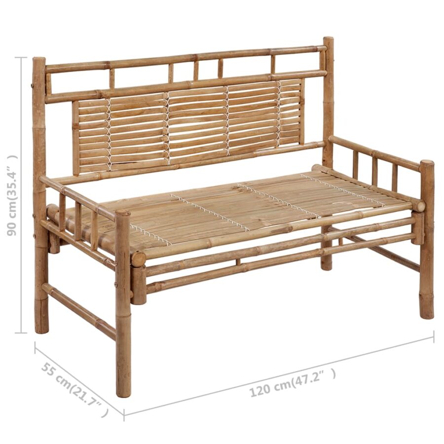 Tuinbank met kussen 120 cm bamboe - Afbeelding 10