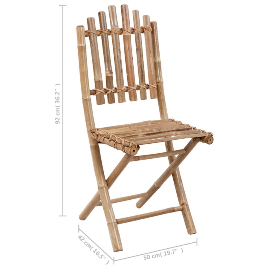 Tuinstoelen 2 st inklapbaar met kussens bamboe - Afbeelding 11