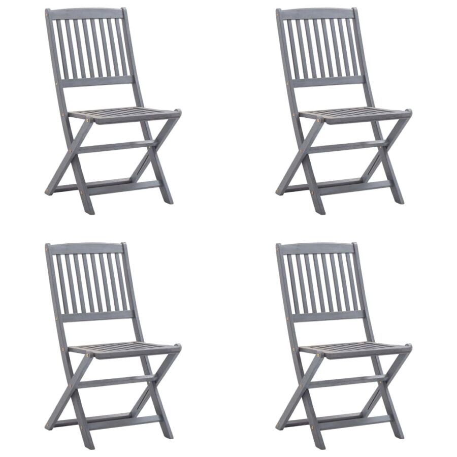 Tuinstoelen 4 st inklapbaar met kussens massief acaciahout - Afbeelding 8