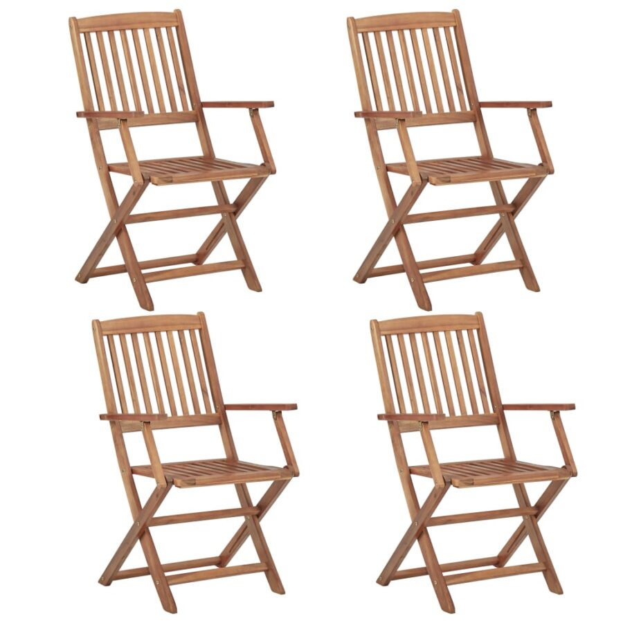 Tuinstoelen 4 st inklapbaar met kussens massief acaciahout - Afbeelding 3