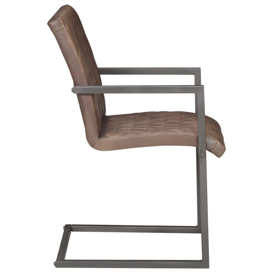 Eetkamerstoelen 4 st echt leer bruin - Afbeelding 4
