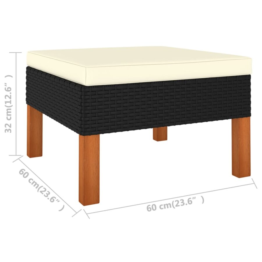 12-delige Loungeset met kussens poly rattan zwart - Afbeelding 8