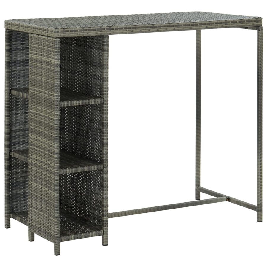 5-delige Tuinbarset met kussens poly rattan grijs - Afbeelding 2