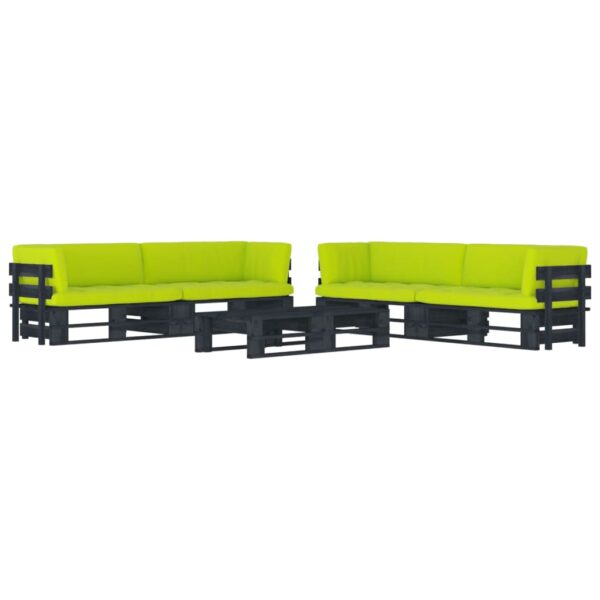 6-delige Loungeset pallet met kussens zwart geïmpregneerd hout