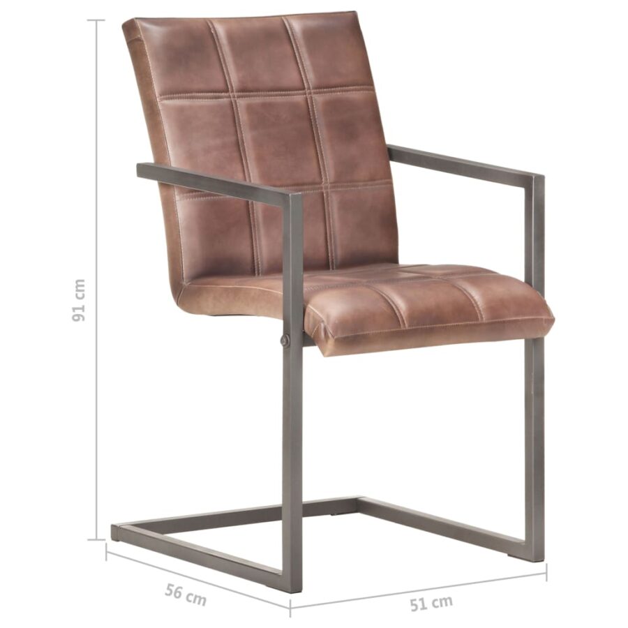 Eetkamerstoelen 4 st echt leer verweerd bruin - Afbeelding 8