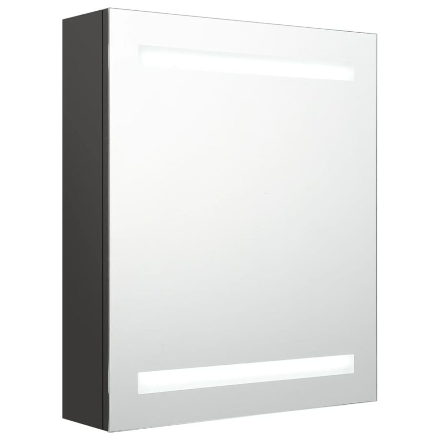 Badkamerkast met spiegel en LED 50x14x60 cm antracietkleurig - Afbeelding 2