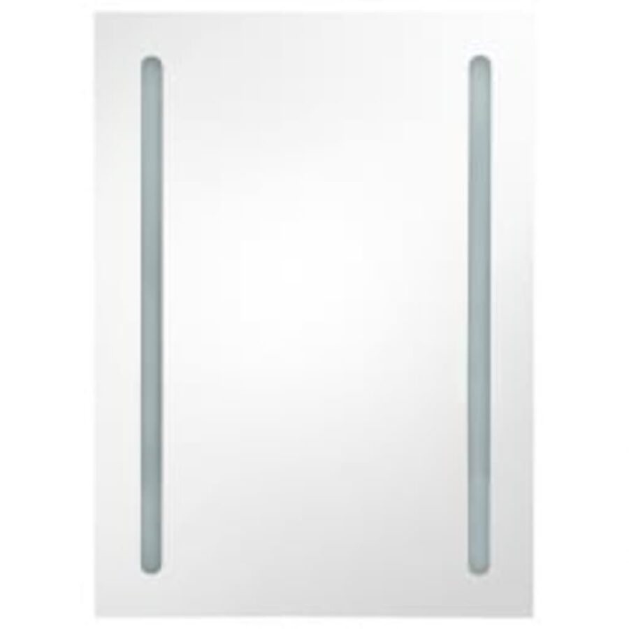 Badkamerkast met spiegel en LED 50x13x70 cm glanzend zwart - Afbeelding 4
