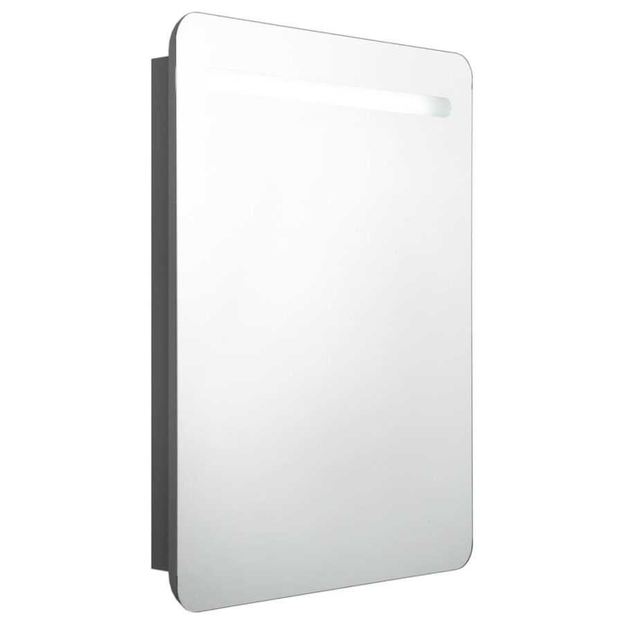 Badkamerkast met spiegel en LED 60x11x80 cm grijs - Afbeelding 2