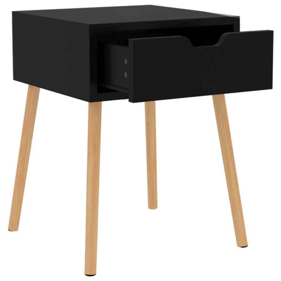 Nachtkastjes 2 st 40x40x56 cm bewerkt hout hoogglans zwart - Afbeelding 6