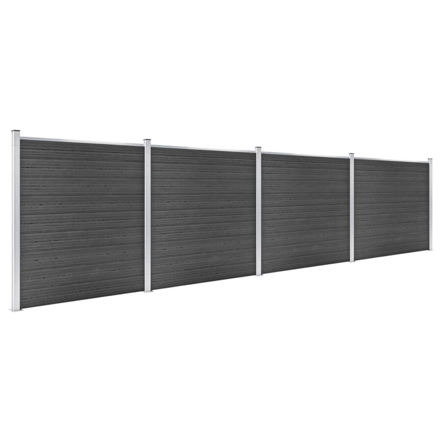Schuttingpanelenset 699x186 cm HKC zwart - Afbeelding 2
