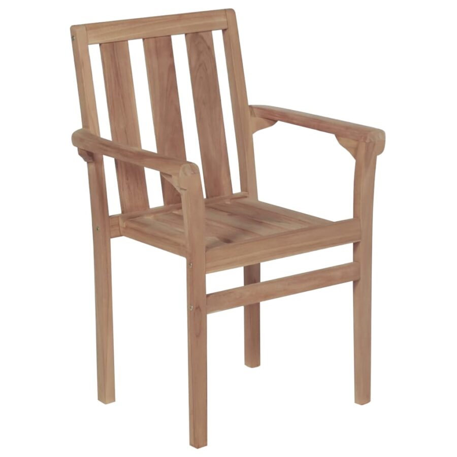 Tuinstoelen 6 st stapelbaar massief teakhout - Afbeelding 2