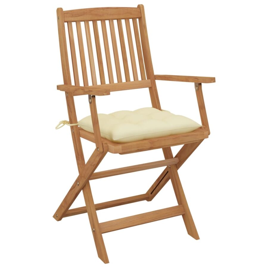 Tuinstoelen 8 st inklapbaar met kussens massief acaciahout - Afbeelding 2