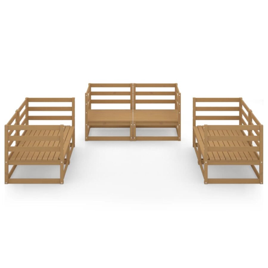 6-delige Loungeset massief grenenhout honingbruin - Afbeelding 3