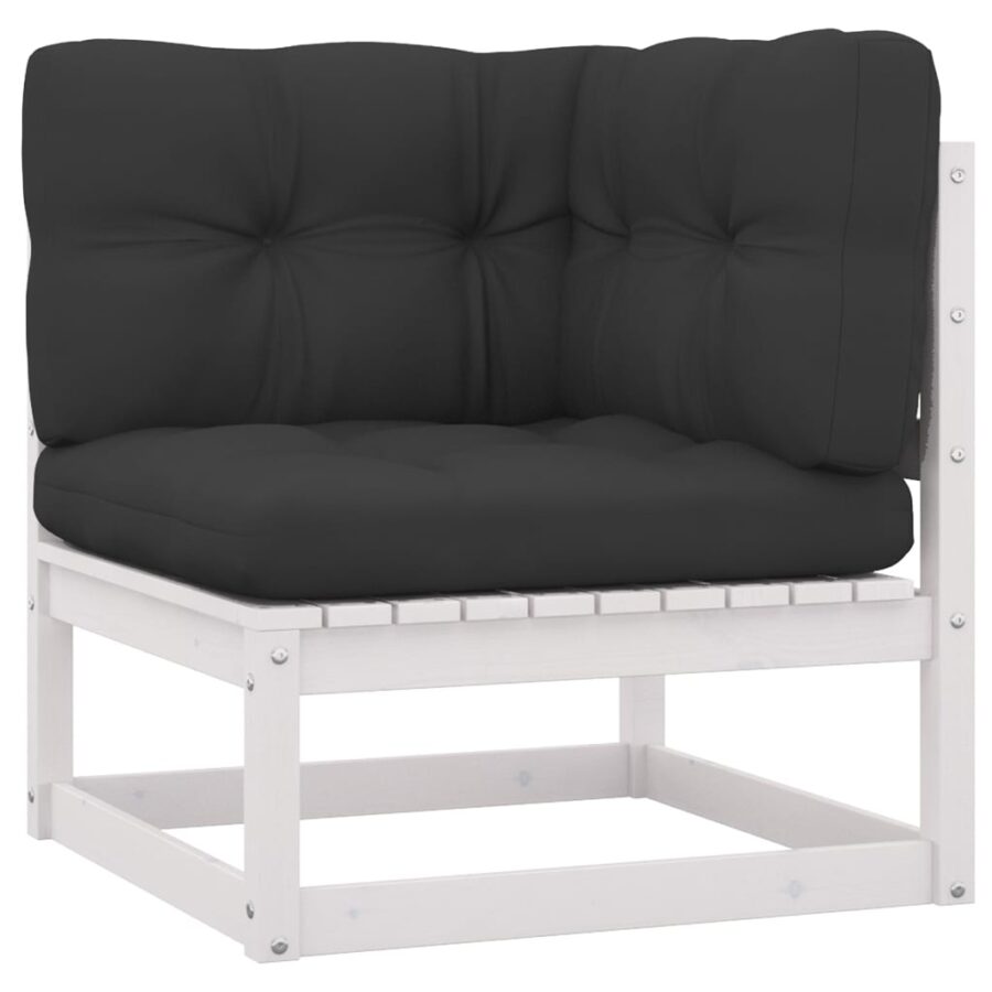 12-delige Loungeset met kussens massief grenenhout wit - Afbeelding 3