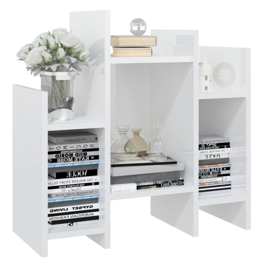 Bijzetkast 60x26x60 cm bewerkt hout hoogglans wit - Afbeelding 4